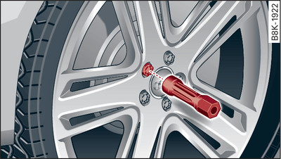 Wheel: Hexagonal socket for turning wheel bolts